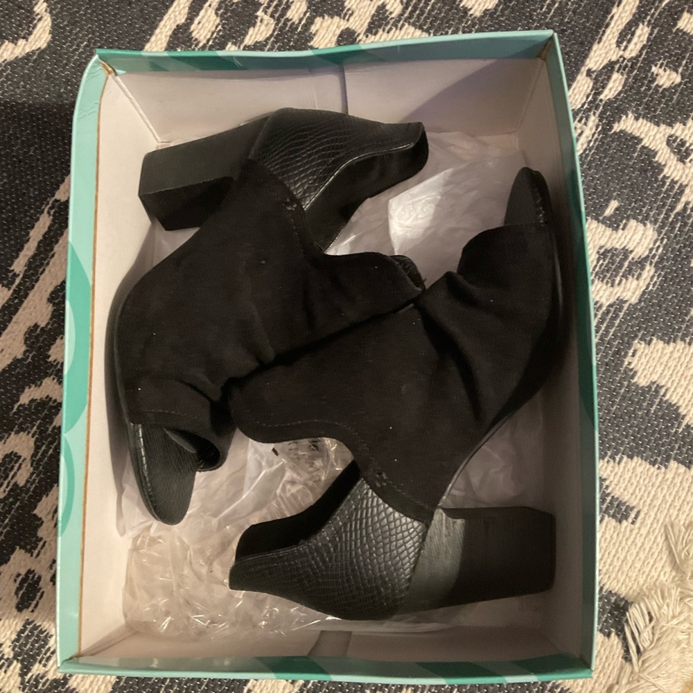 Madeline Girl black suede heels